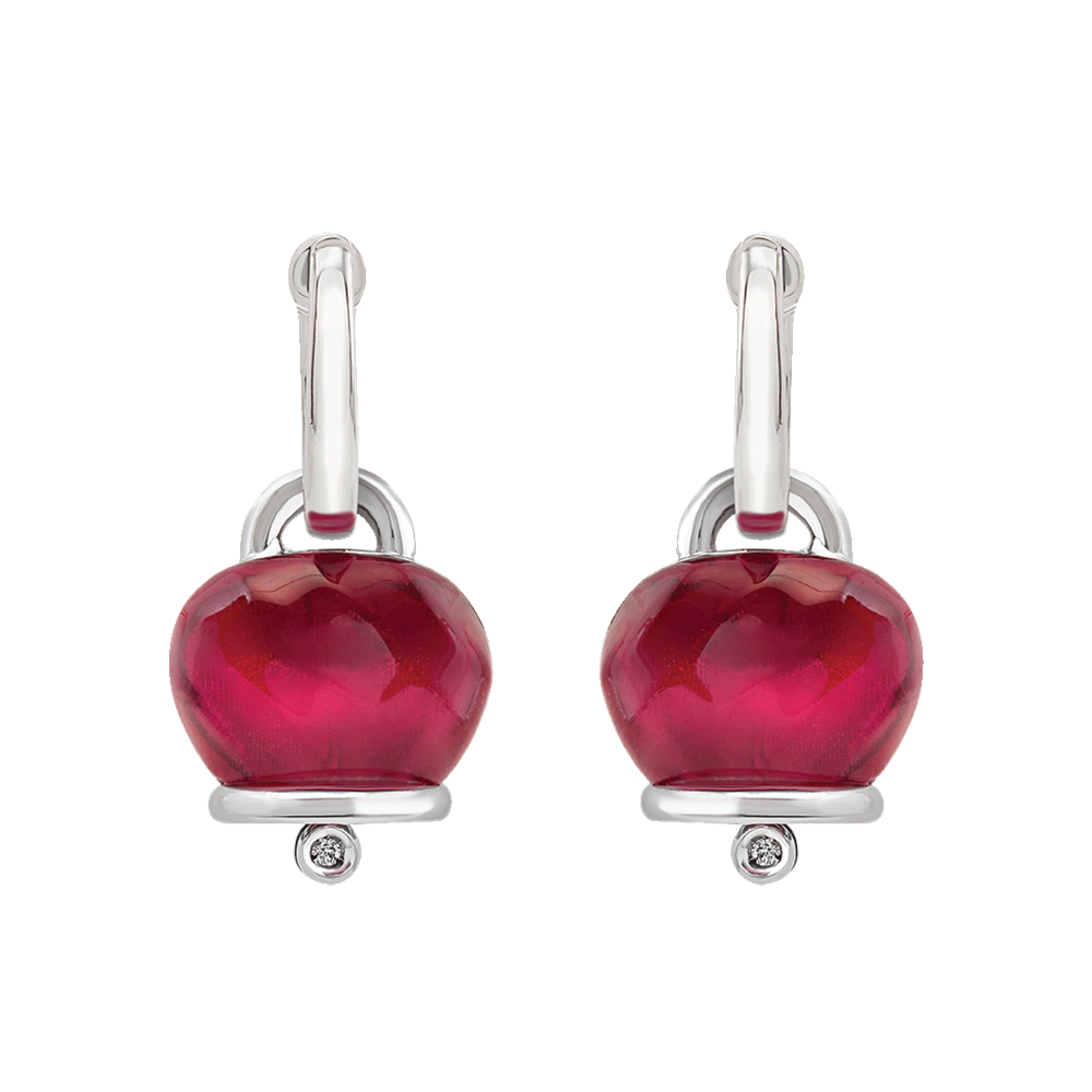 Chantecler | Orecchini | Campanella Bordeaux Sfaccettata | Argento | Diamanti