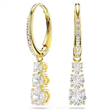 Orecchini Swarovski Stilla Attract dorati con trilogia pendente