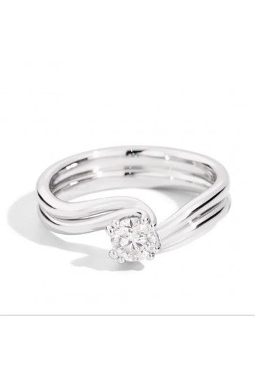 Recarlo Anello Donna Solitario Doppio Filo 0,21CT|Oro Bianco 18kt|Diamante SI1