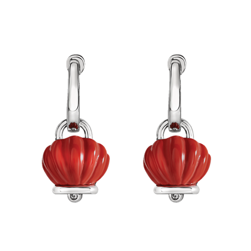 Chantecler | Orecchini | Campanella Conchiglia Rossa | Argento | Diamanti