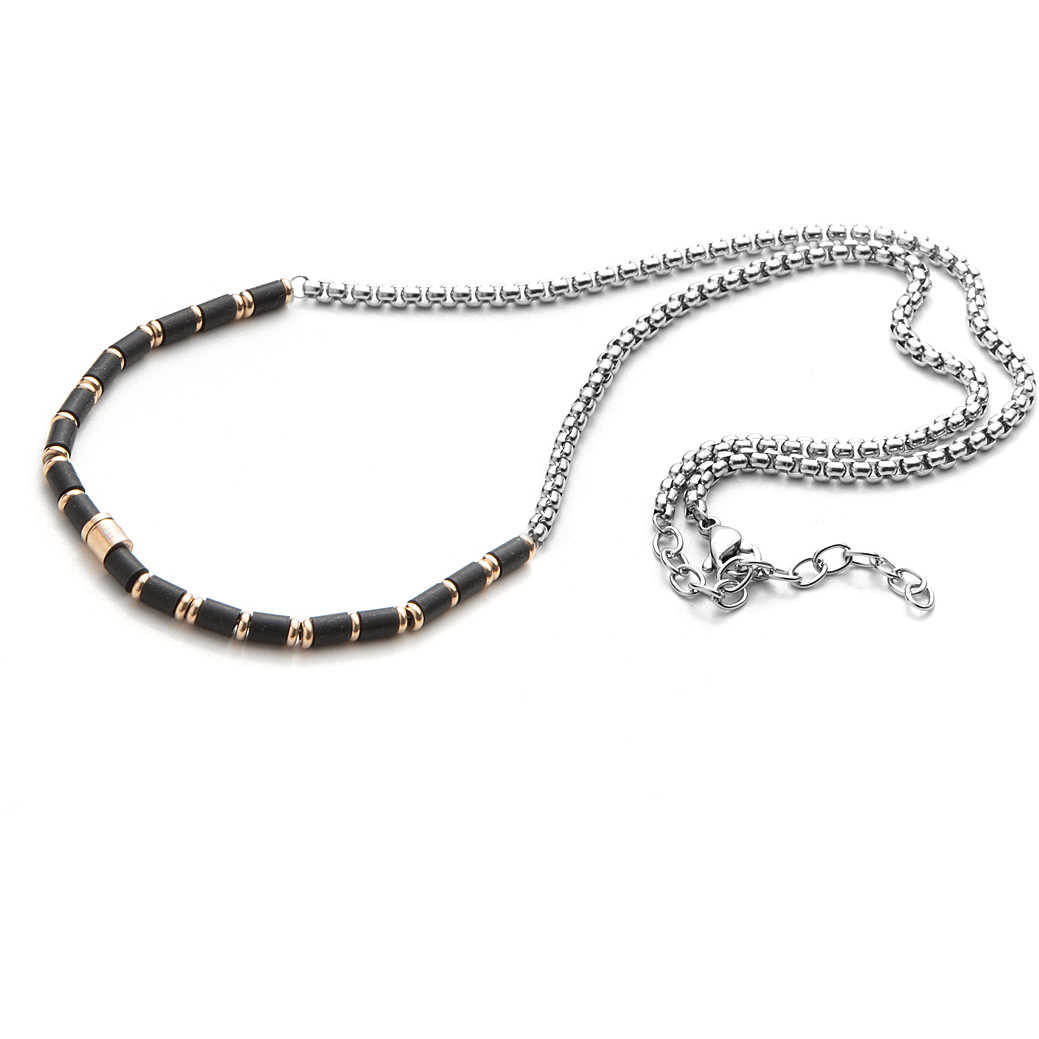 Cesare Paciotti 4US Collana Uomo Rose Rubber | Acciaio e Gomma | 50+5 cm