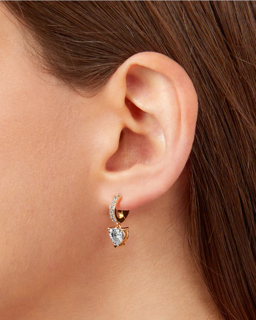 Chiara Ferragni Orecchini Donna Cerchio con Cuore Pendente | Oro 18 kt | Zirconi