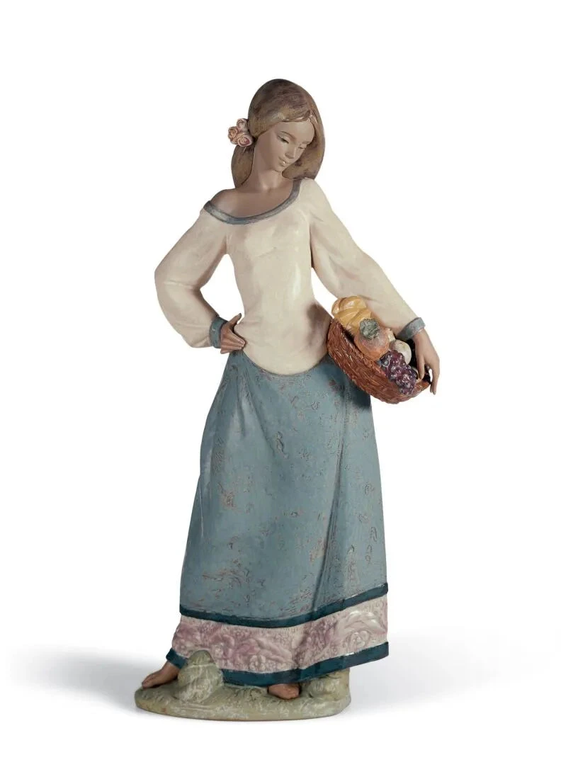 Lladrò Statuetta Donna Venditrice di Frutta | Porcellana | 43 cm