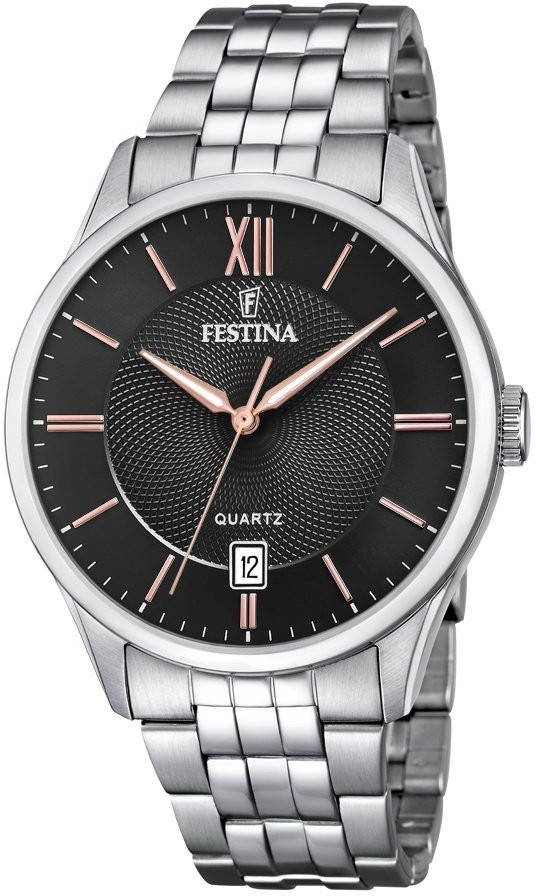 Festina Classic Bracelet Orologio Nero Acciaio Rose da Uomo