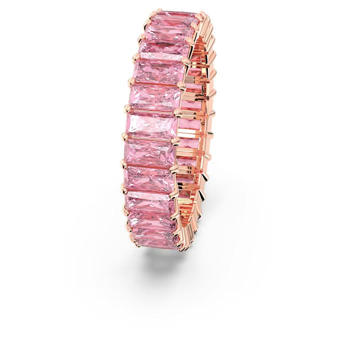 Swarovski Anello Donna Matrix Rosa | Placcato Oro Rosa | Cristalli Baguette