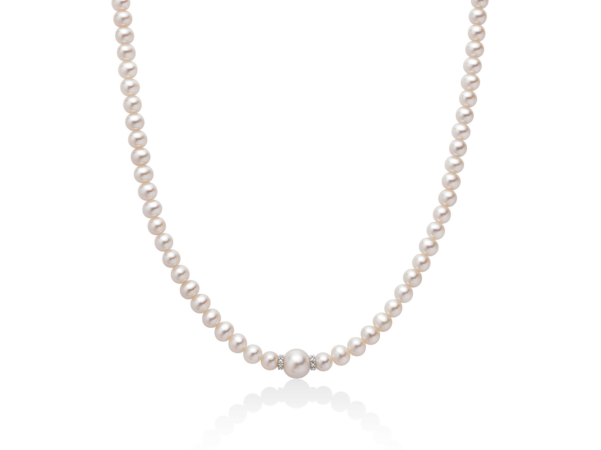 Collana Miluna Perle Oriente 5–5,5 mm con Distanziali in Oro Bianco e Diamanti