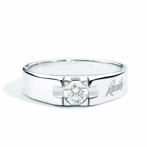 Recarlo Anello Uomo Solitario 0,10 ct | Oro Bianco 18 kt | Diamante F-VS1