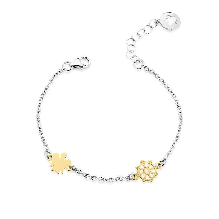 Roberto Giannotti Bracciale Bimbo Angelo e Timone|Oro Bianco e Giallo|12-14cm