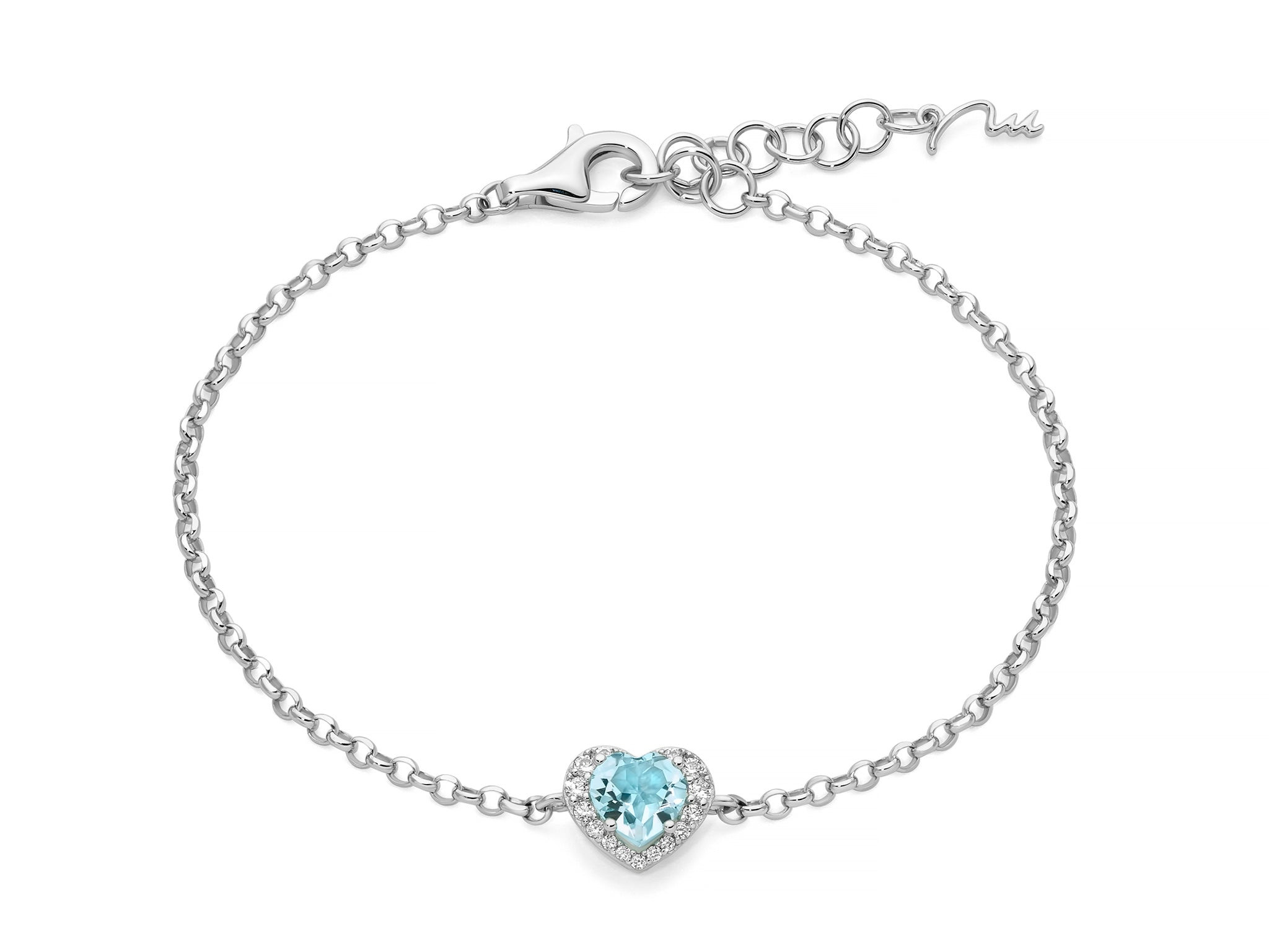 Miluna Bracciale Gemma del Cielo in Argento 925 con Cuore e Topazi