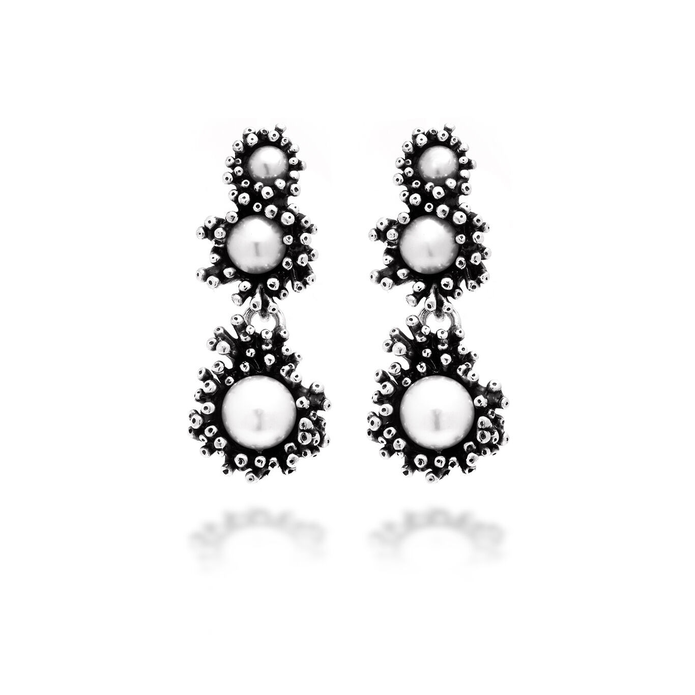 Giovanni Raspini Orecchini Cascata Anemone | Argento 925 brunito | Fatto a Mano