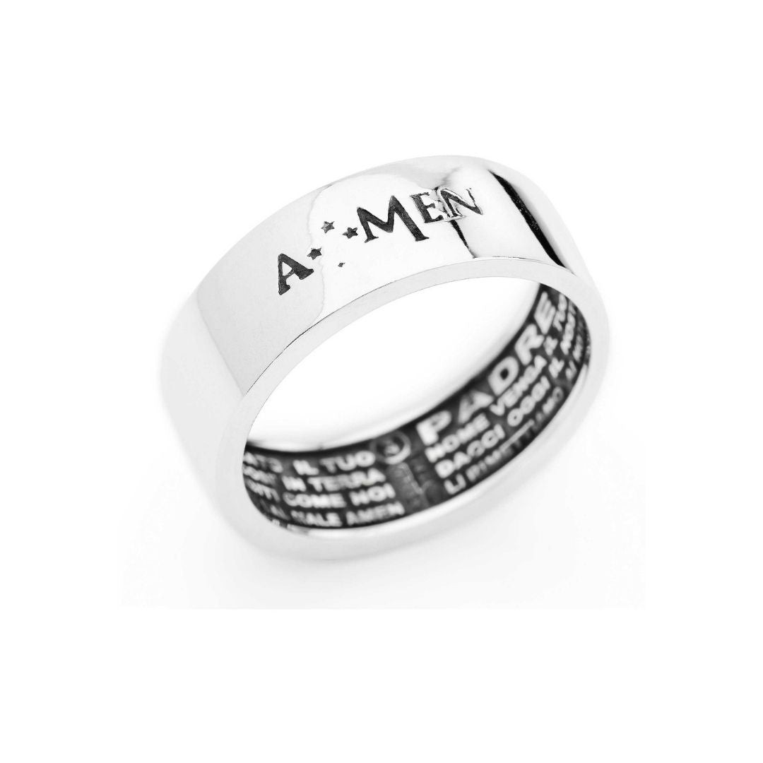 Amen Anello Uomo Incisione Padre Nostro | Argento 925 | Design Sobrio