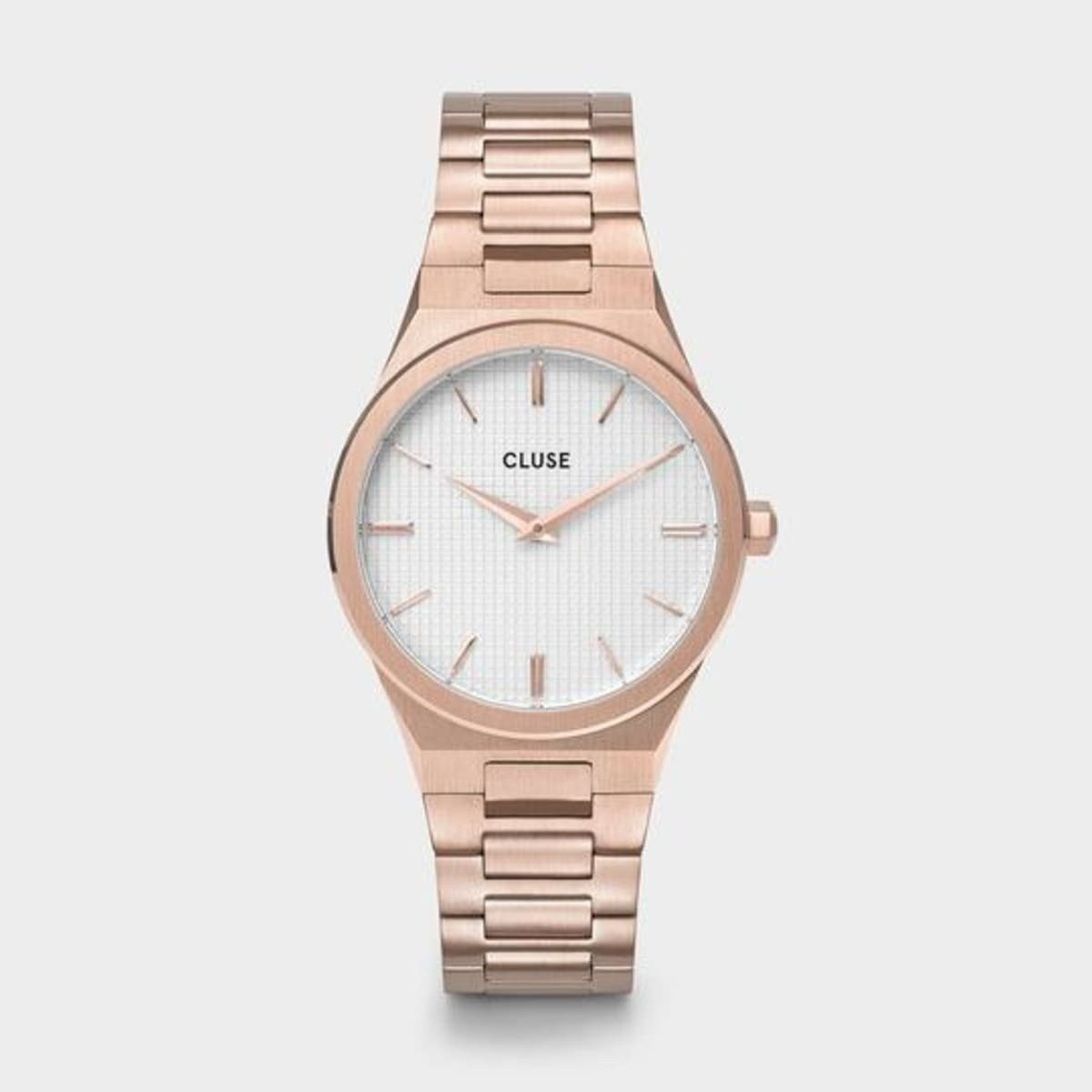 Cluse Orologio Donna Quadrante Griglia Bianco | Acciaio Inox Oro Rosa | 5ATM