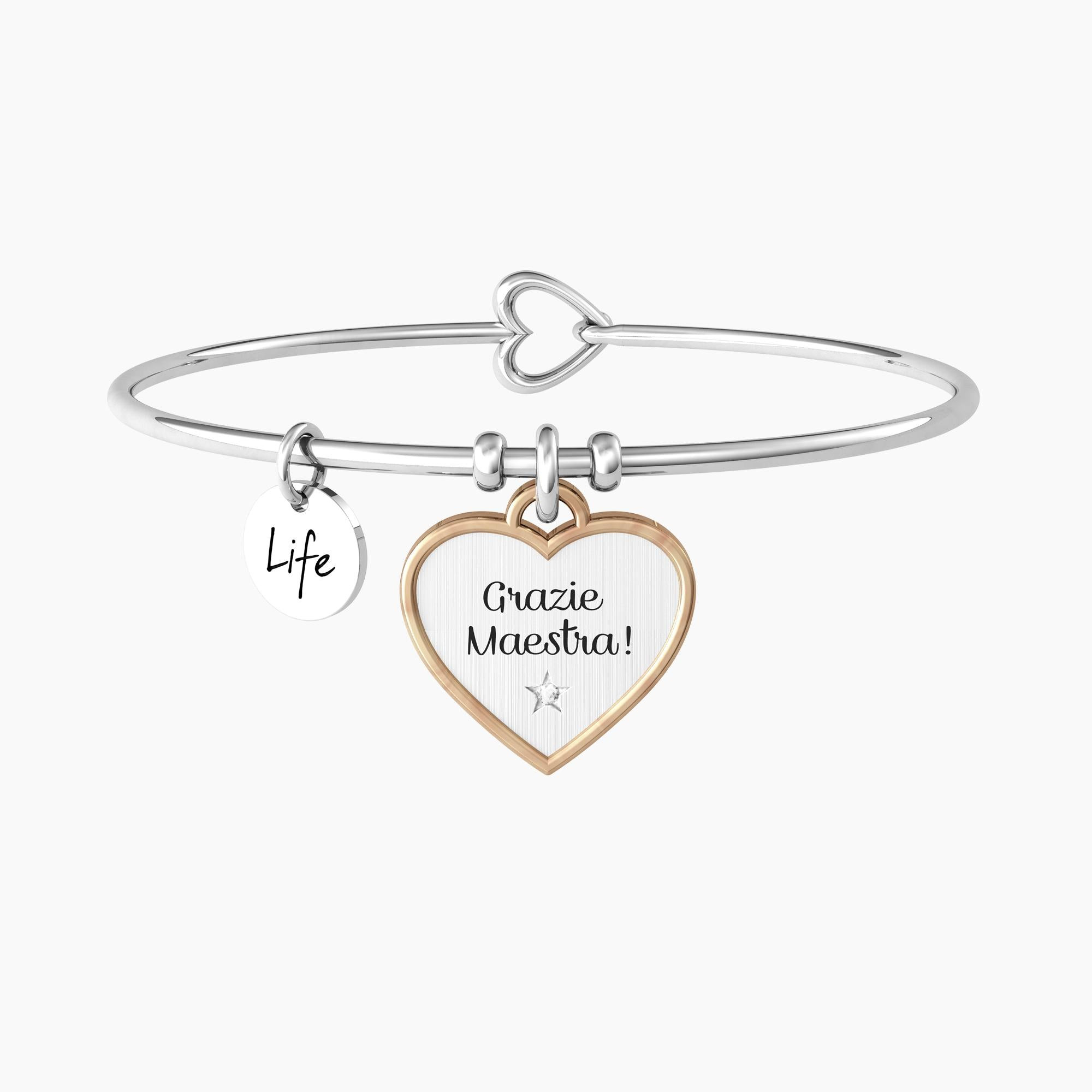 Kidult Bracciale Donna Cuore Satinato Oro Rosa | Acciaio 316L | Cristallo