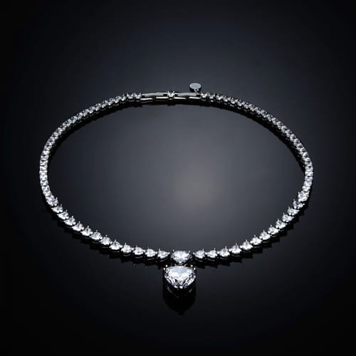 Chiara Ferragni Collana Donna Infinity Love Cuore | Rodio | Zirconi Bianchi
