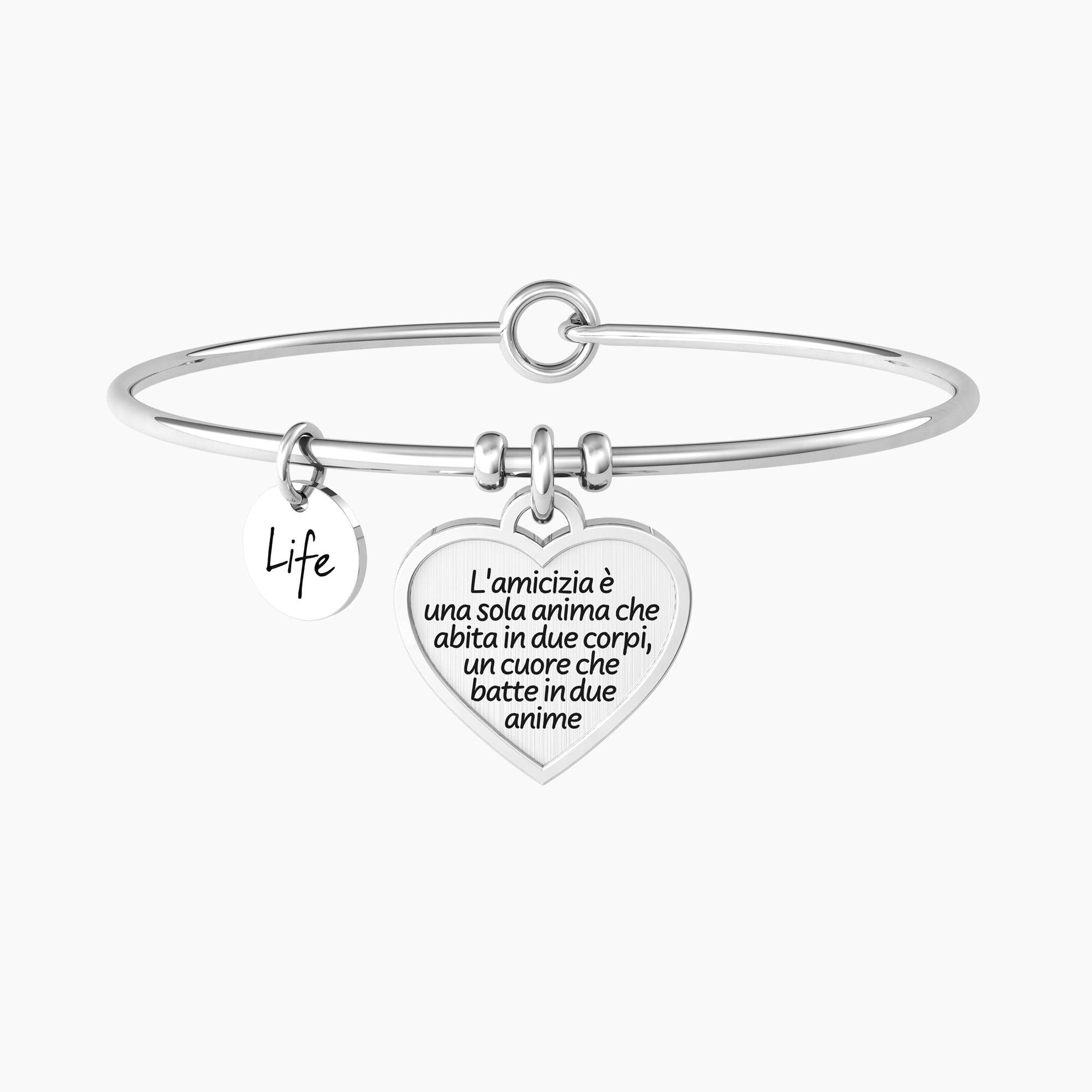 Kidult Bracciale Donna Amicizia con Cuore Satinato | Acciaio 316L | Cristallo