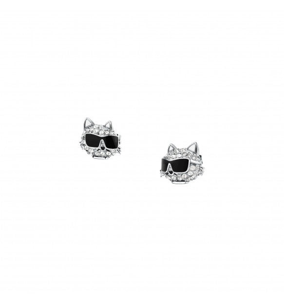 Karl Lagerfeld | Orecchini Donna | Logo Gatto | Acciaio rodiato | Cristalli