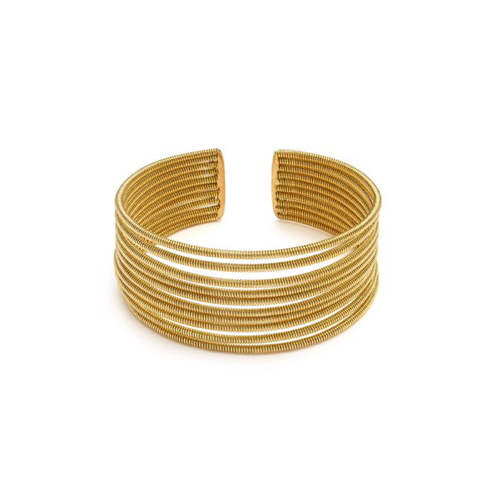 VESTOPAZZO Bracciale Donna Fascia Multilinee | Ottone Riciclato | Regolabile