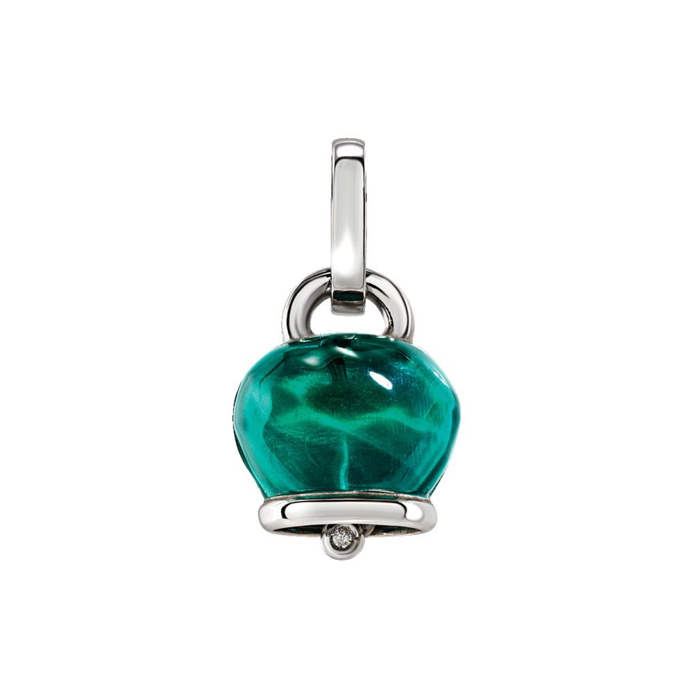 Chantecler Ciondolo Et Voilà Campanella Verde in Argento con Diamante