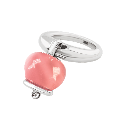 Chantecler | Anello | Campanella resina quarzo rosa | Argento | Diamante