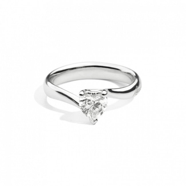 Recarlo Anello Solitario Cuore 0,46 Ct | Oro Bianco 18Kt | Anniversary Love