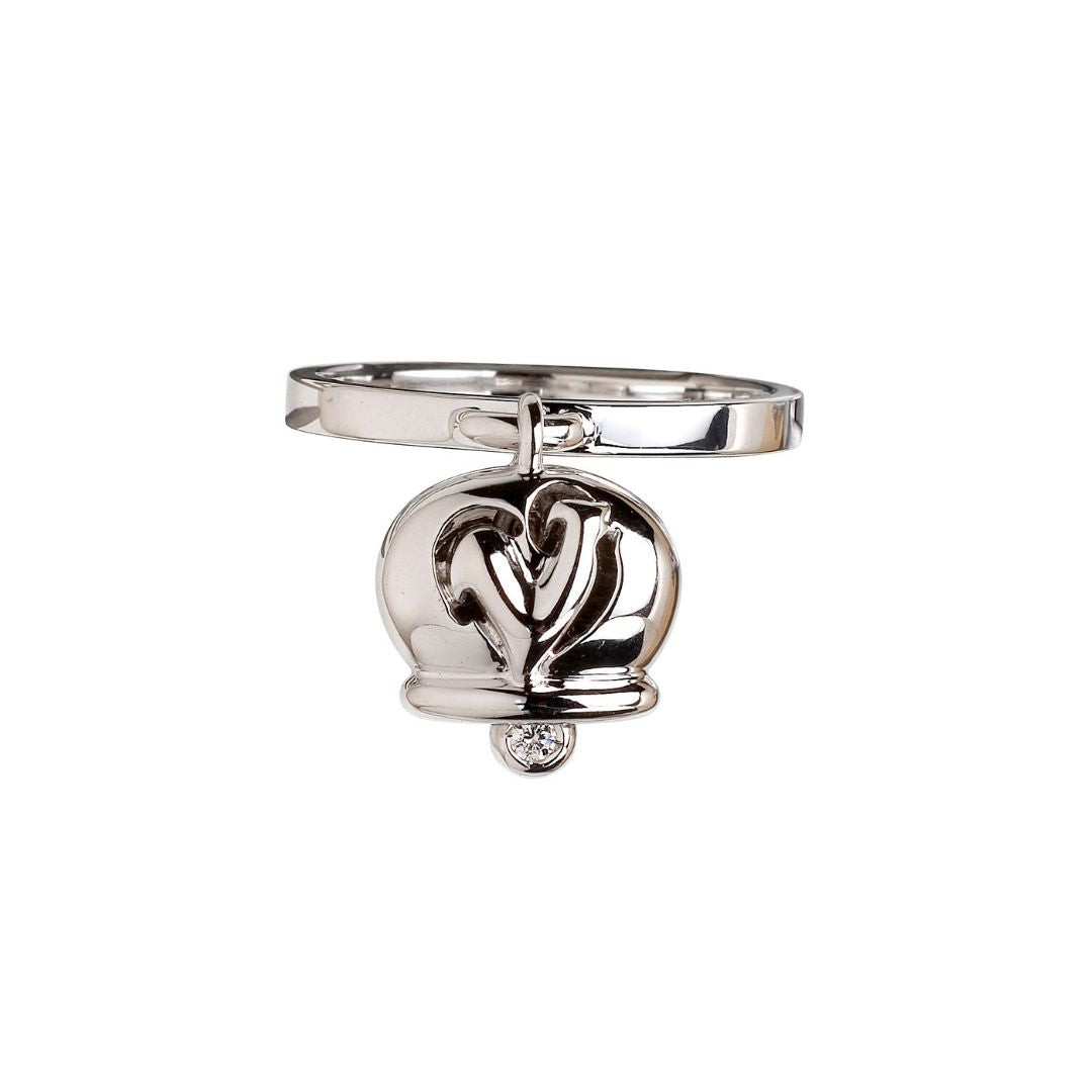 Chantecler | Anello Donna | Campanelle con diamante | Oro bianco 18kt | Capri