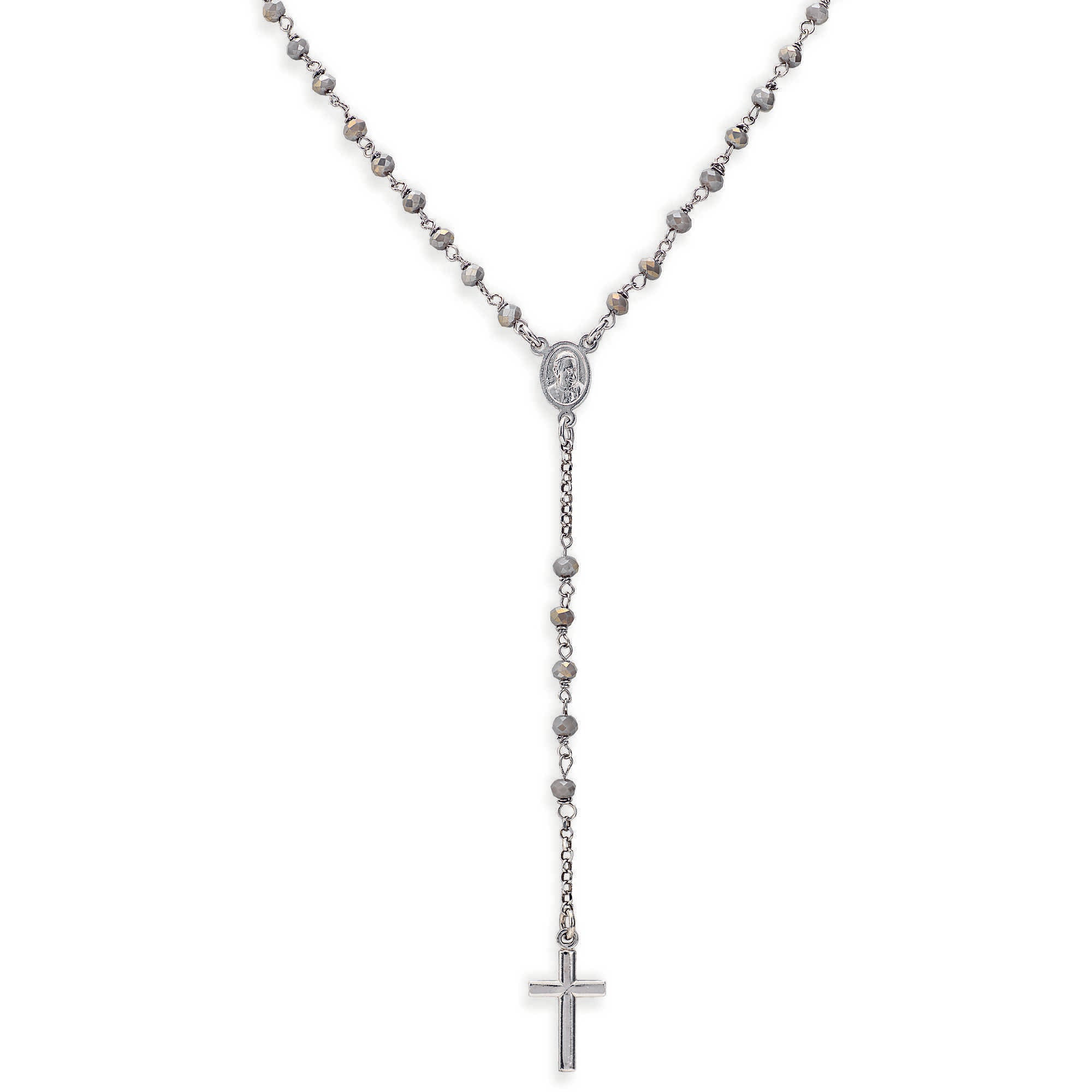 Amen Collana Rosario Donna Cristalli Fumé | Argento 925 | 50+2 cm allungo