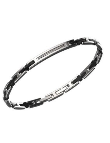 Bikkembergs | Bracciale Uomo | Targa Diamanti 0,13 ct | Acciaio IP nero | Reg.