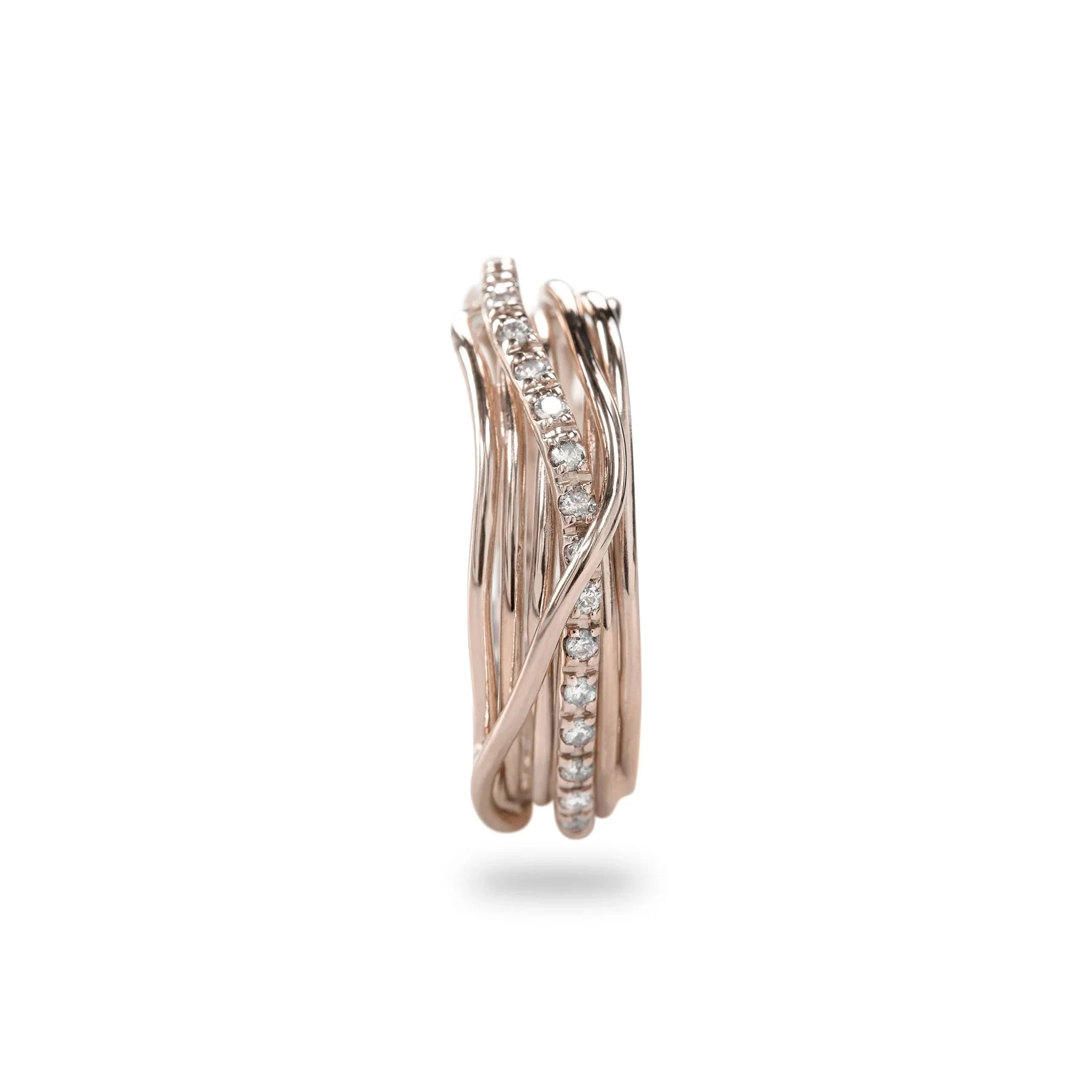 Filo della Vita by Rubinia Anello 7 Fili in Oro Rosa e Diamanti