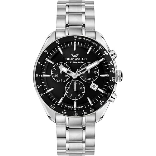Philip Watch Orologio Uomo Blaze Cronografo con Quadrante Nero e Bracciale in