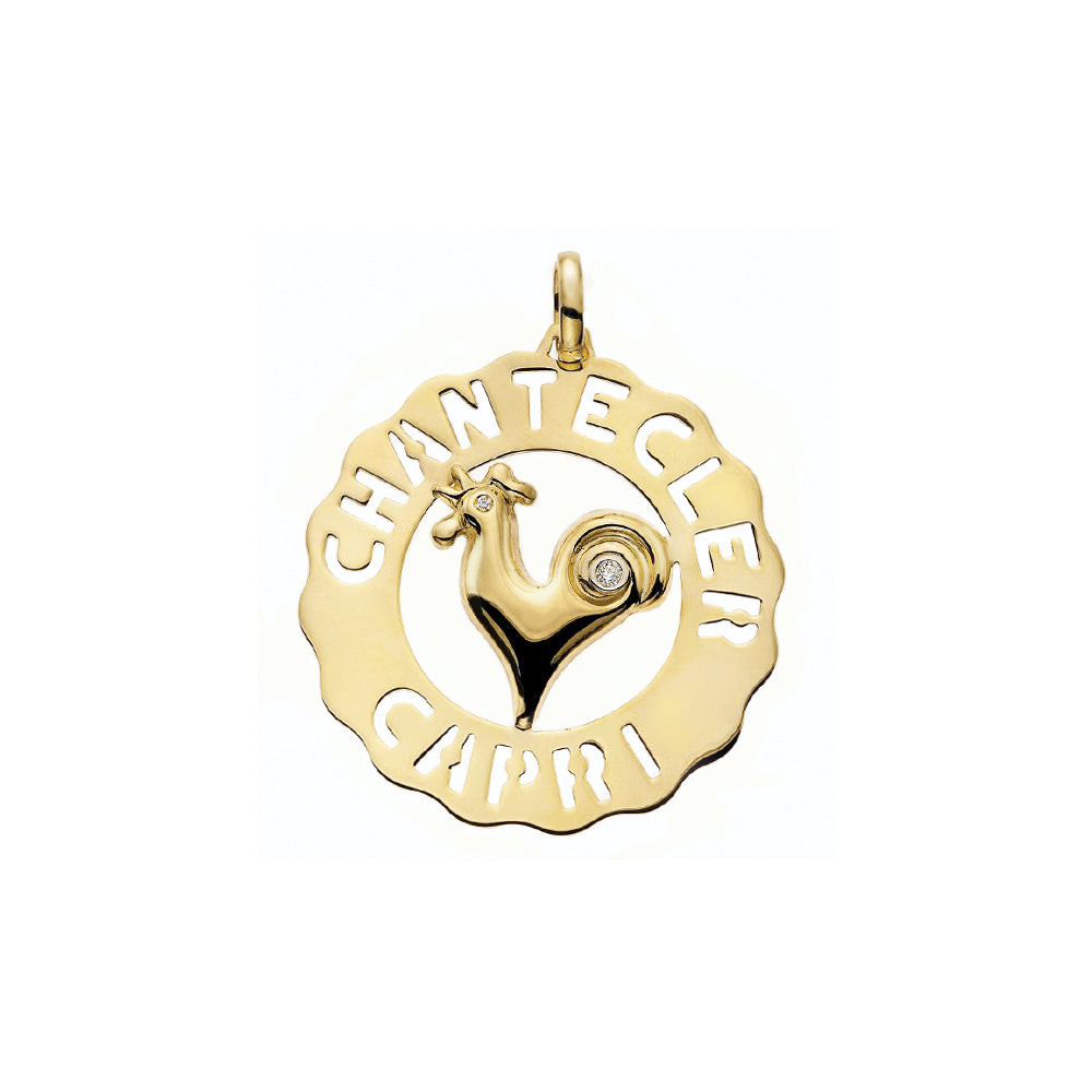Chantecler Ciondolo Donna Logo Grande Gallo | Oro Giallo 18 Kt | Diamanti
