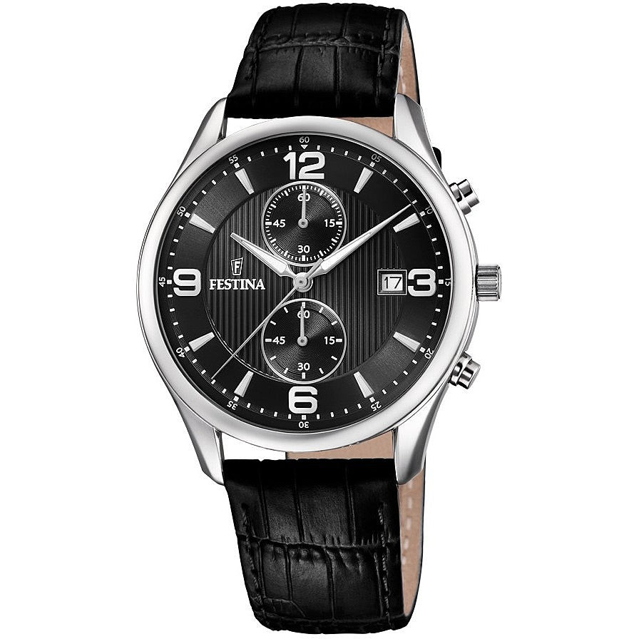 Festina | Orologio Uomo | Cronografo Quadrante Nero | Acciaio | Cinturino Pelle