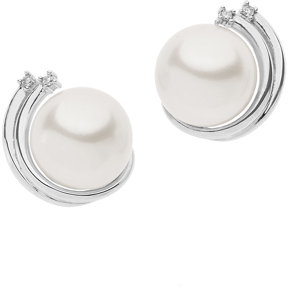 Comete Orecchini Donna Perle e Diamanti | Oro Bianco 750‰ | Perle 8mm