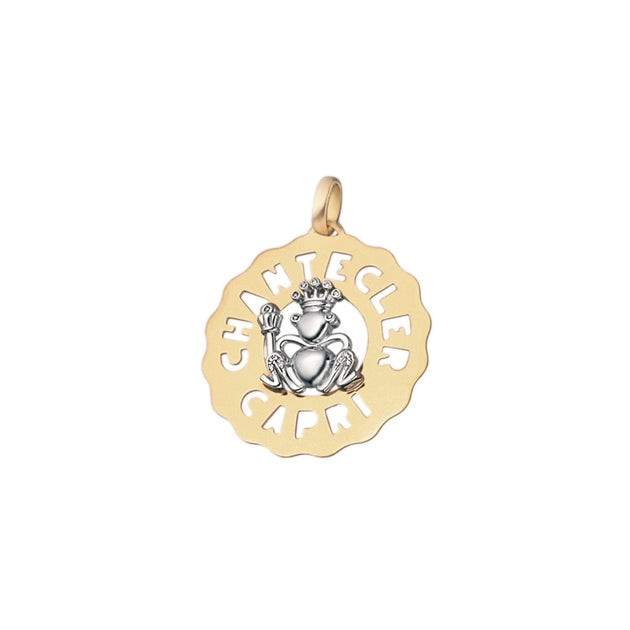 Chantecler Ciondolo Donna Logo Ranocchio | Oro Giallo e Bianco 18Kt | Diamanti