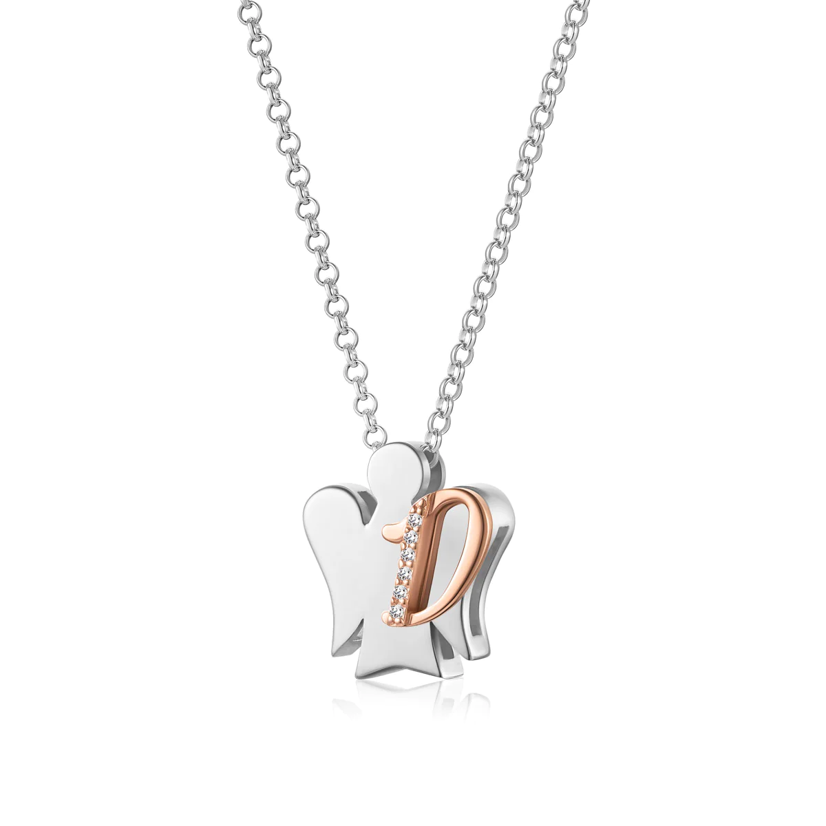 Roberto Giannotti Collana Angelo Lettera D | Argento 925 | Oro Rosa