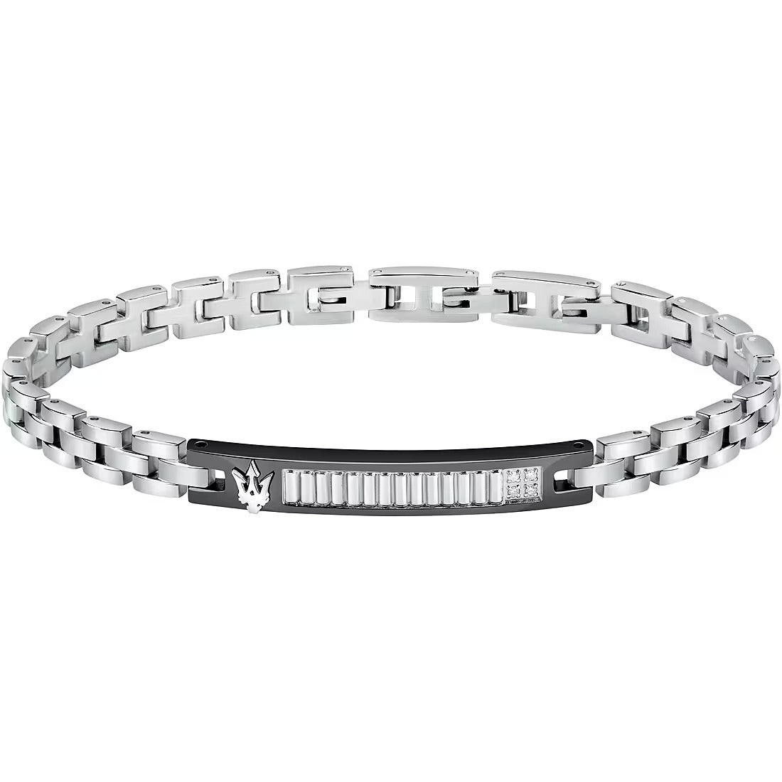 Maserati Bracciale Uomo Diamante Nero | Acciaio Inossidabile | 18,5+3 cm