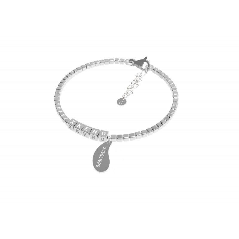 XKÉNO Bracciale Donna Dadi Incisi Regolabile | Argento 925 | Ciondolo Virgola