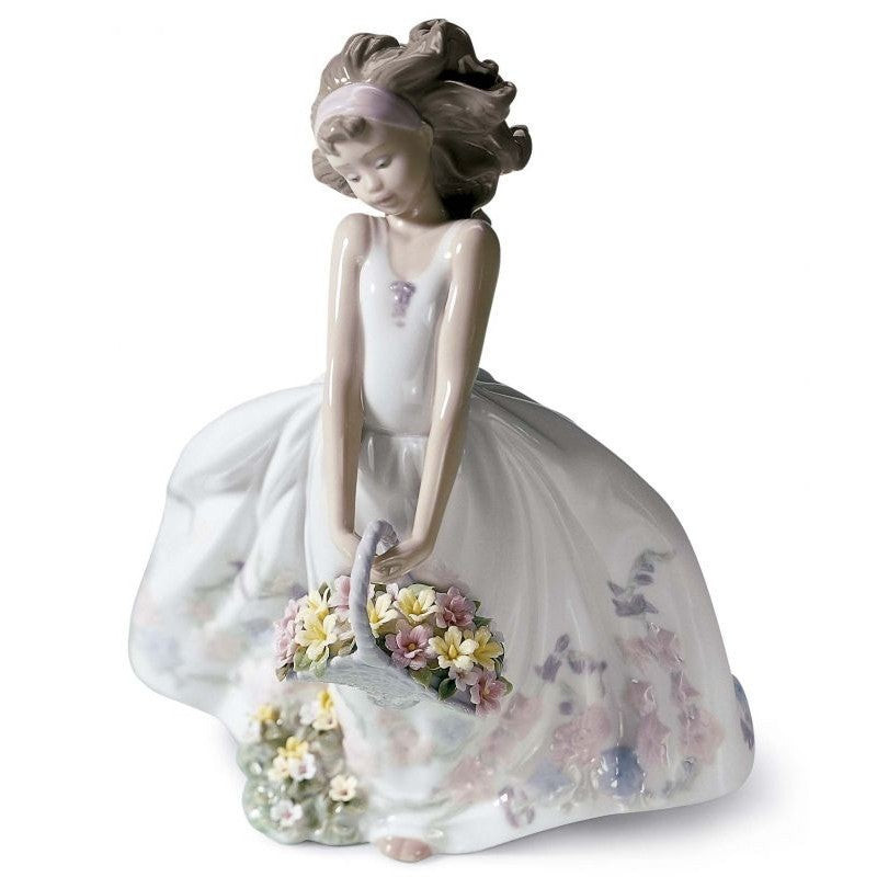 Lladrò Figura di Porcellana Fiori Silvestri | Porcellana Lucida | 26 cm