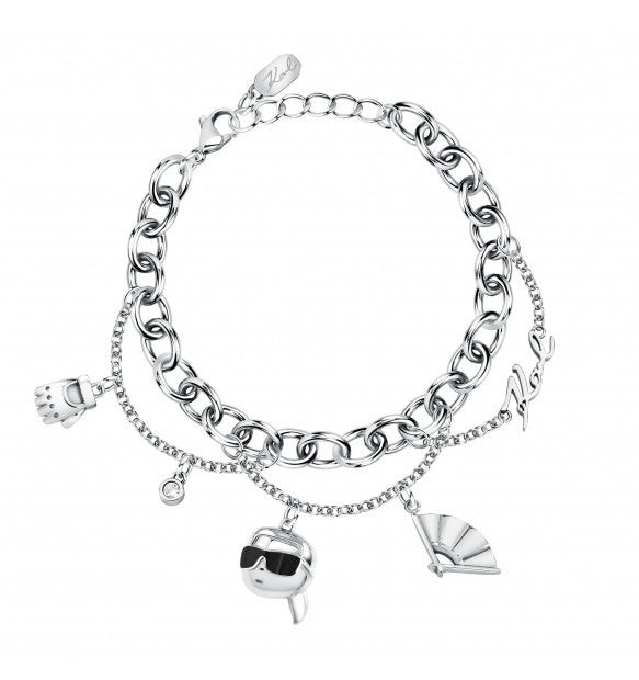 Karl Lagerfeld Bracciale con Ciondoli Rodiato