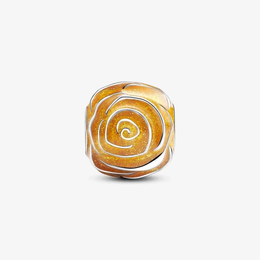 Pandora Charm Rosa Gialla in Argento 925 e Smalto