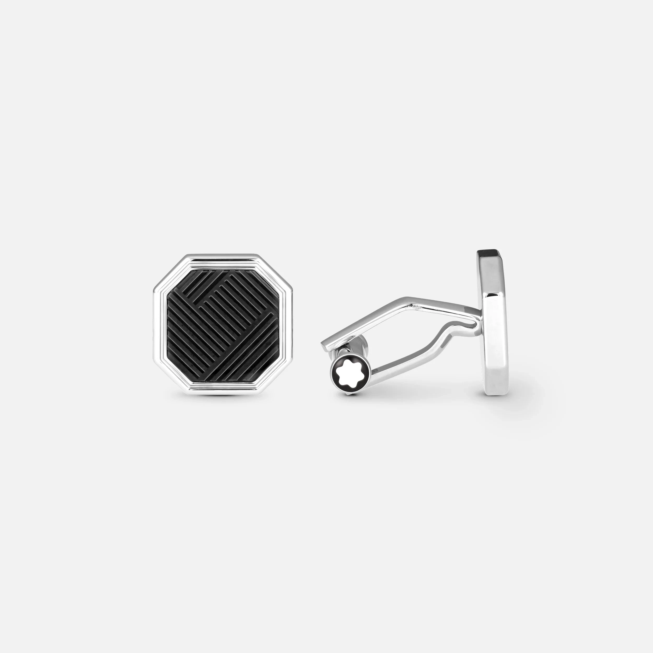 Montblanc | Gemelli Uomo | Motivo nero inciso | Acciaio | Collezione Extreme 3.0
