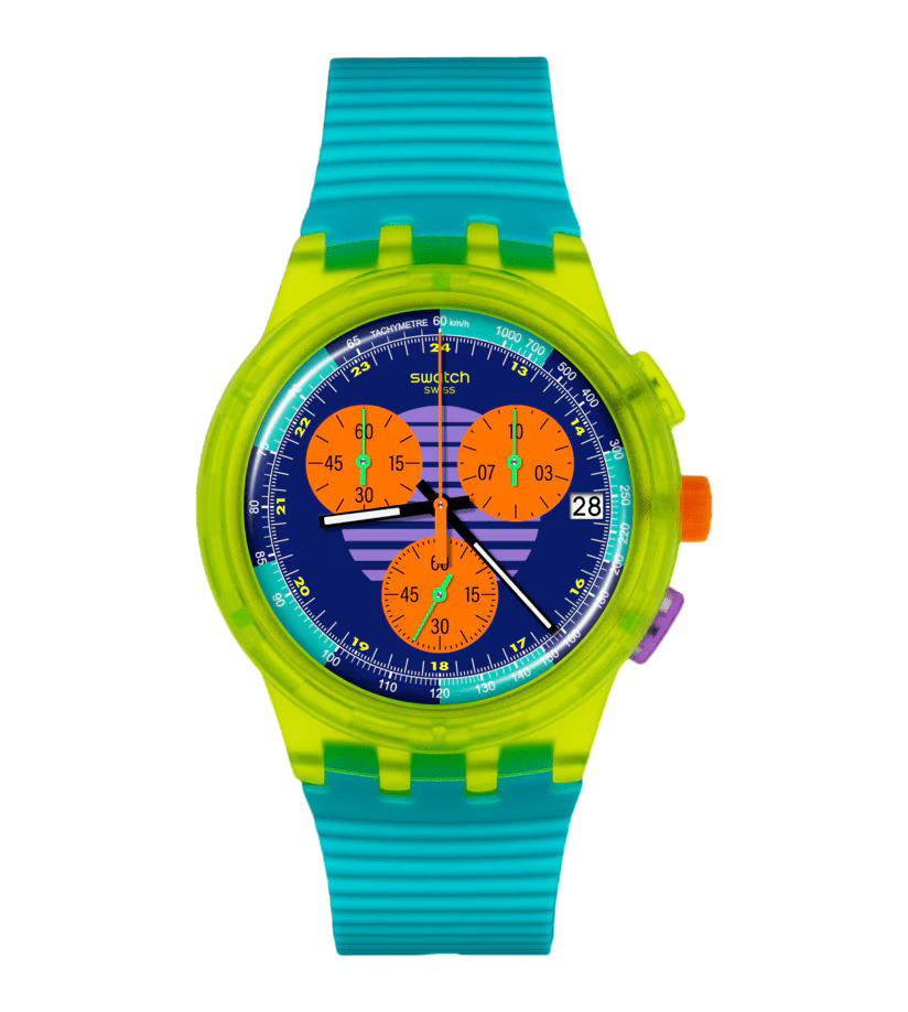 Swatch Orologio Uomo Neon Wave Cronografo | Policarbonato | Resistente 30m