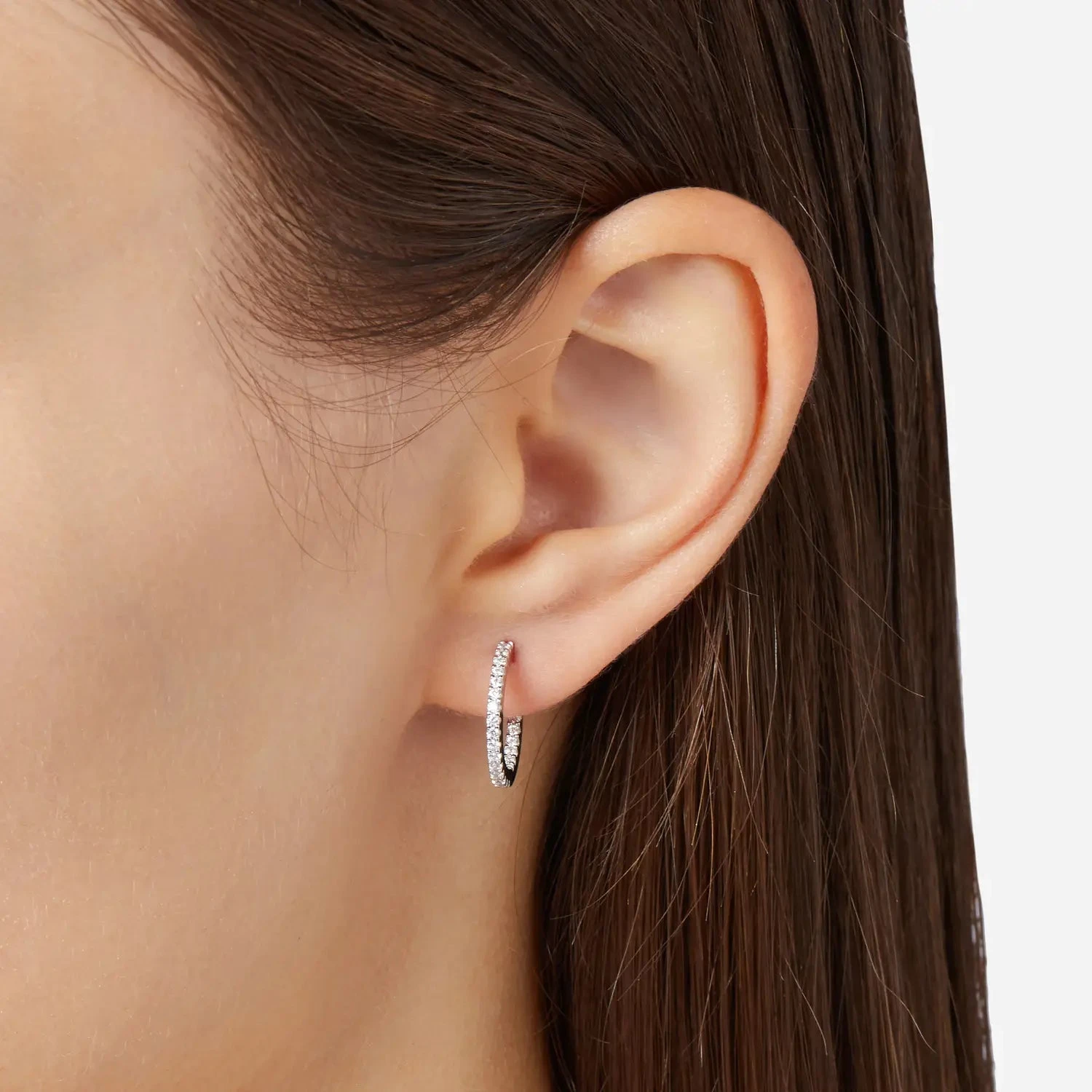 Chiara Ferragni Orecchini Cerchietto Zirconi Bianchi | Argento 925 | Ø1.5 cm