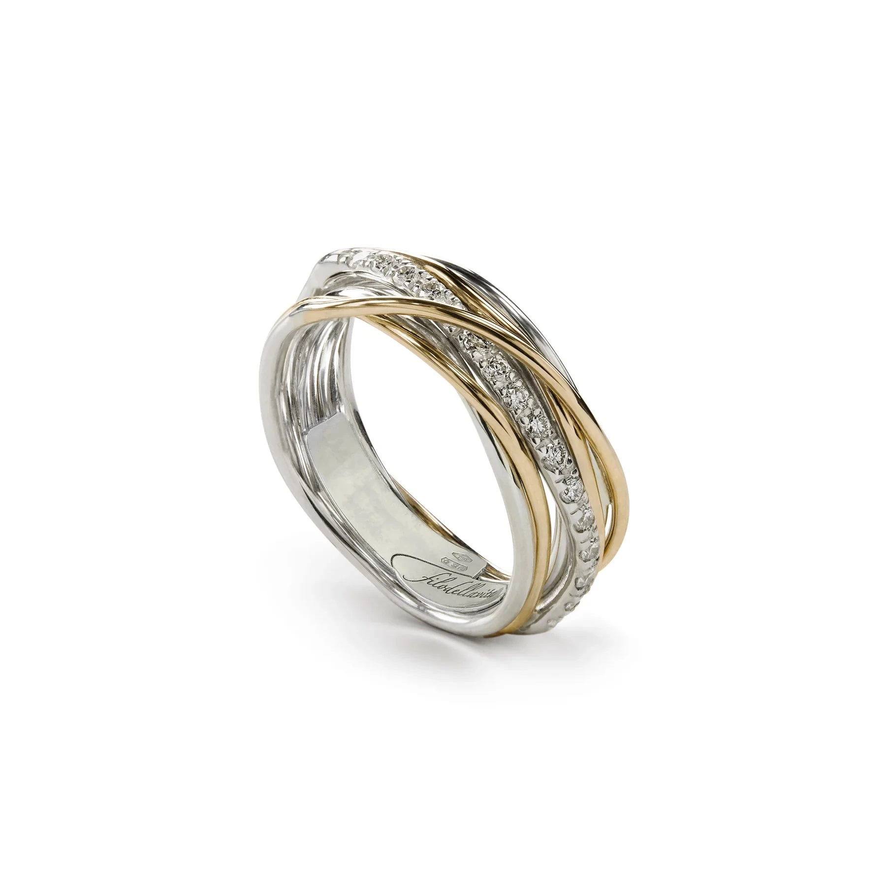 Filo Della Vita By Rubinia Anello Donna 7 Fili | Oro 9kt & Argento | Diamanti
