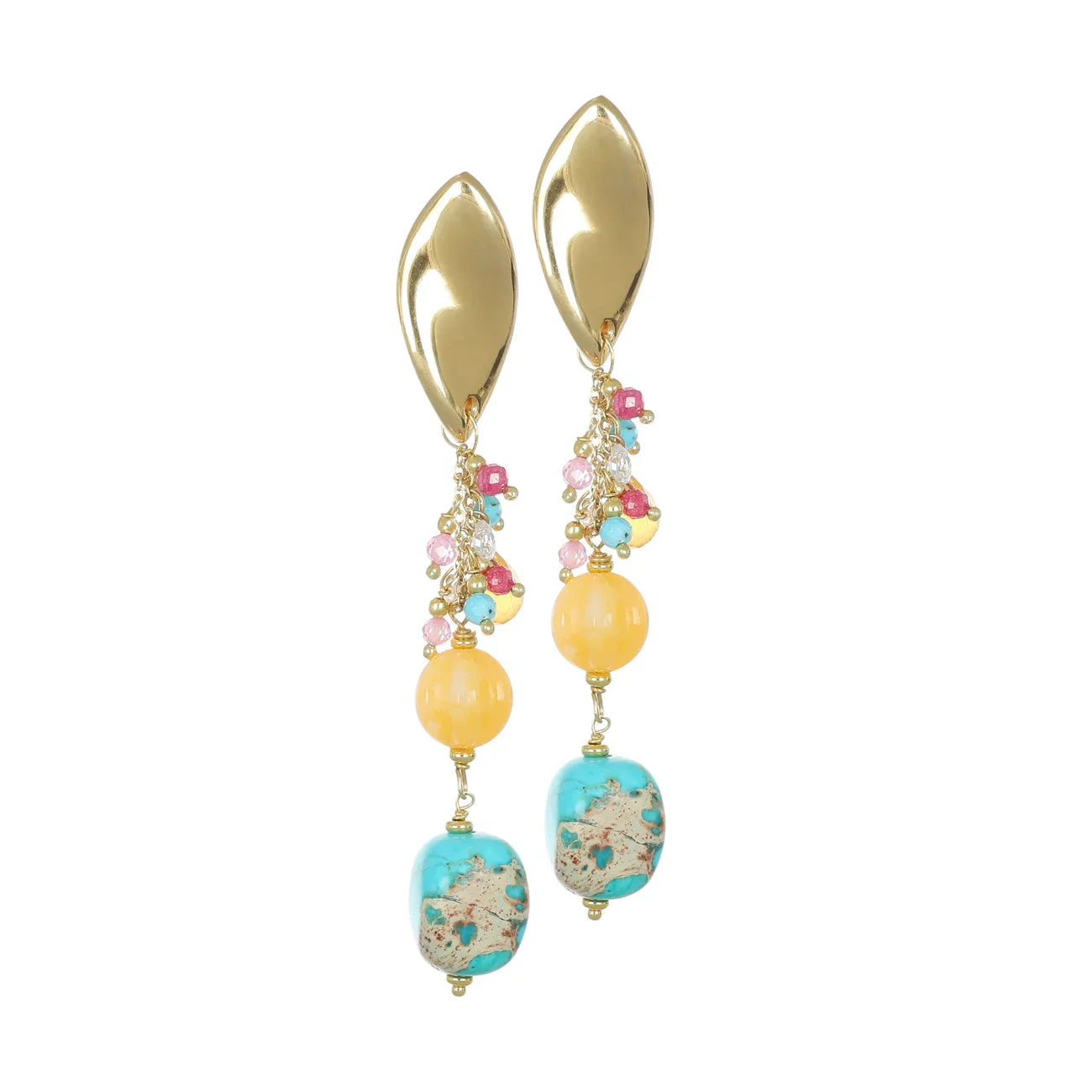 NIVY Orecchini Pendenti Elina Multicolor in Argento Dorato