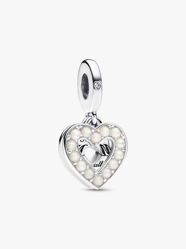 Pandora | Charm | Doppio Cuore con Perle d'Acqua | Argento 925 | Dedica Mamma