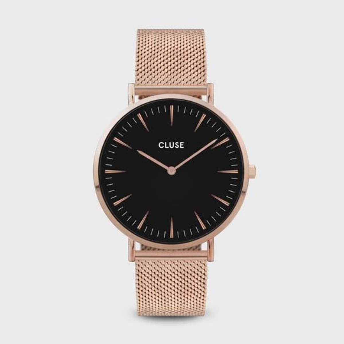 Cluse Orologio Donna Quadrante Nero | Acciaio Inox Oro Rosa | Cinturino Mesh