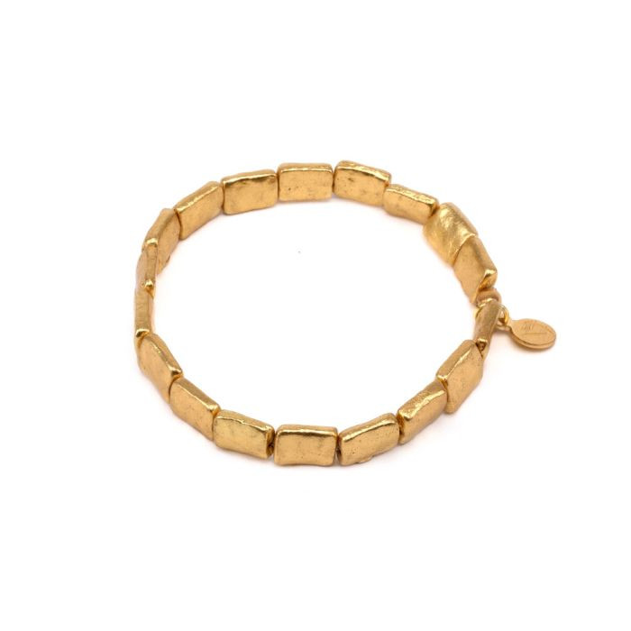 VESTOPAZZO Bracciale Donna Rettangoli Elastici | Ottone Riciclato | Artigianale