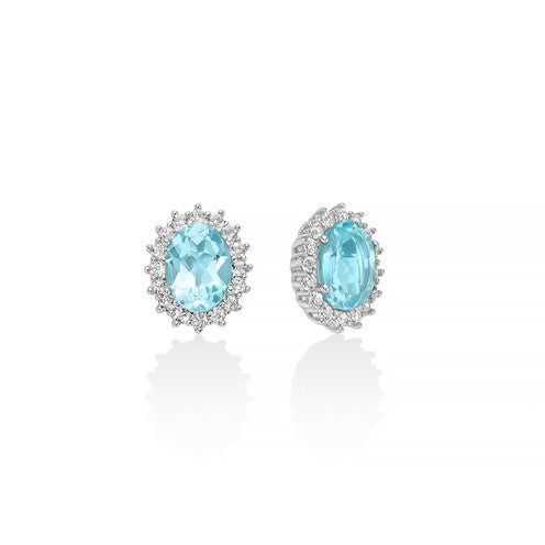 Miluna | Orecchini Donna | Topazio ovale 6x8mm 2,98 ct | Argento 925 | 32 topazi