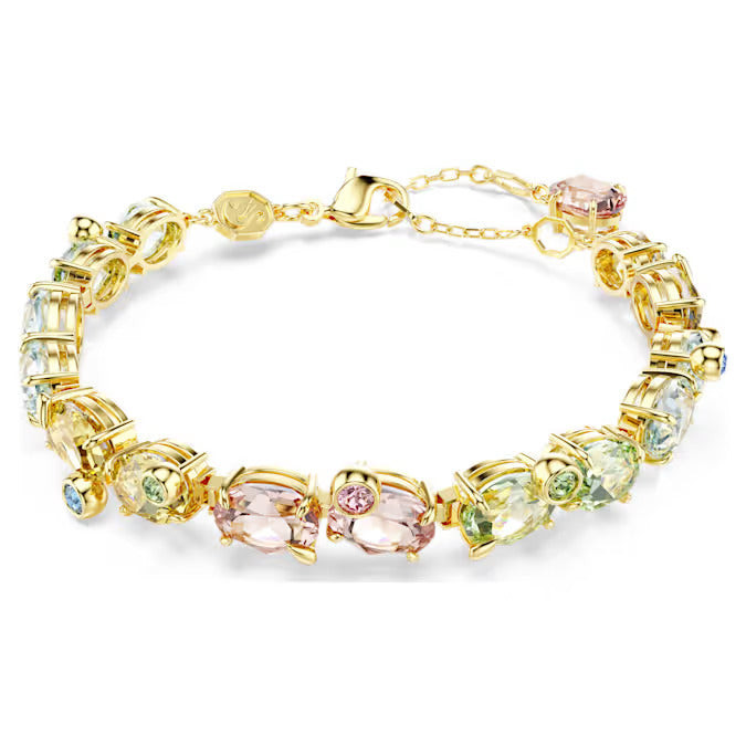 Swarovski Bracciale Tennis Gema Multicolore | Cristalli Dorati | Regolabile