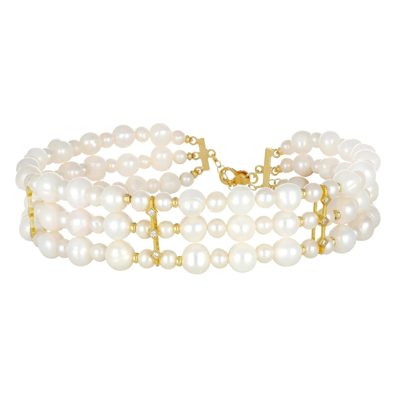 NIVY Collana Choker Multistrato in Argento 925 con Perle d’Acqua Dolce